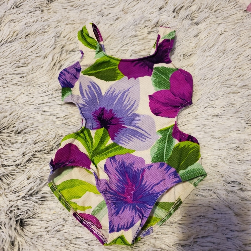 Banana Cabana Side Keyhole Floral Swimsuit 4T